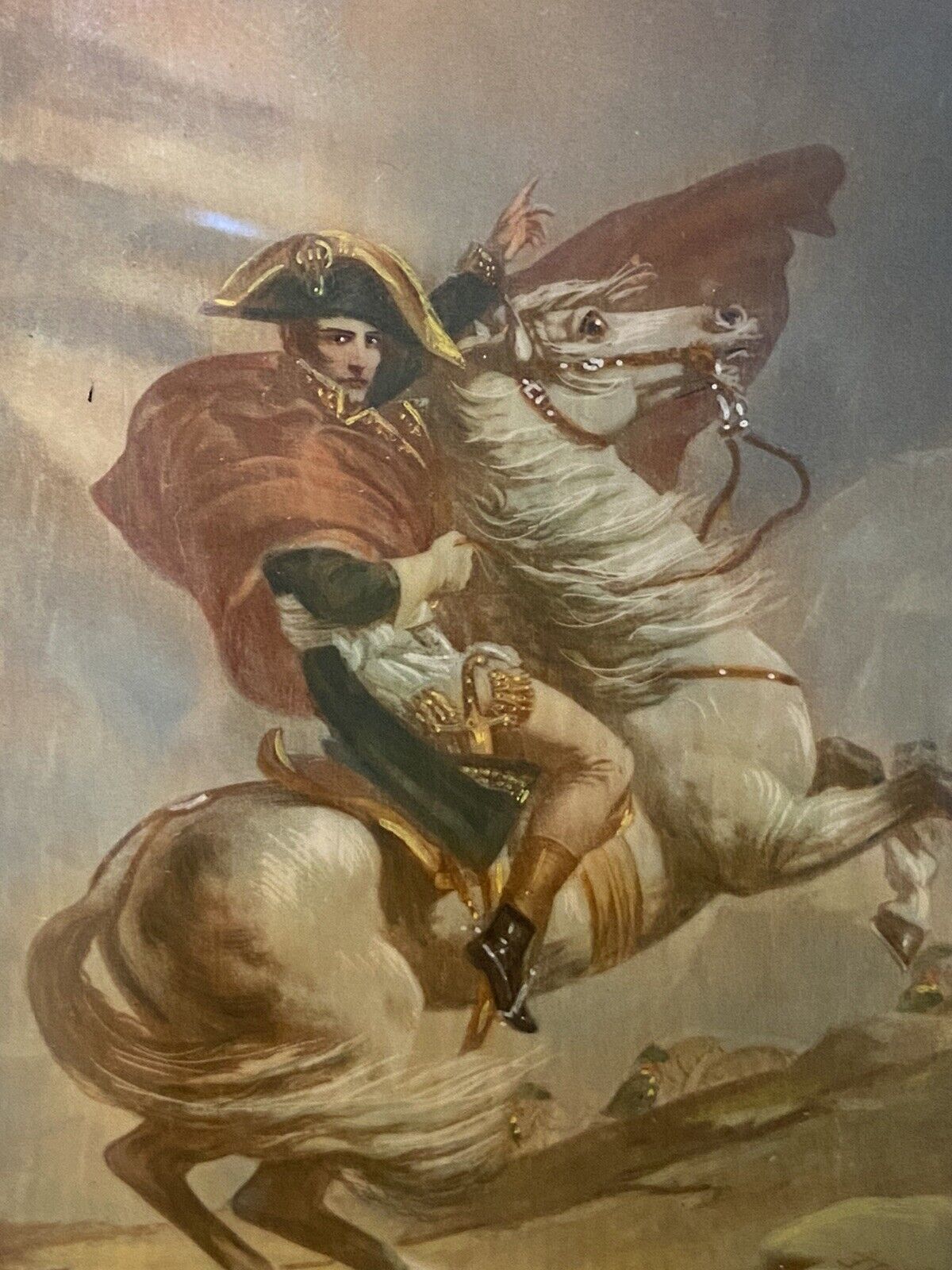 Antique original impressionism Miniature oil painting Napoleon Bonaparte