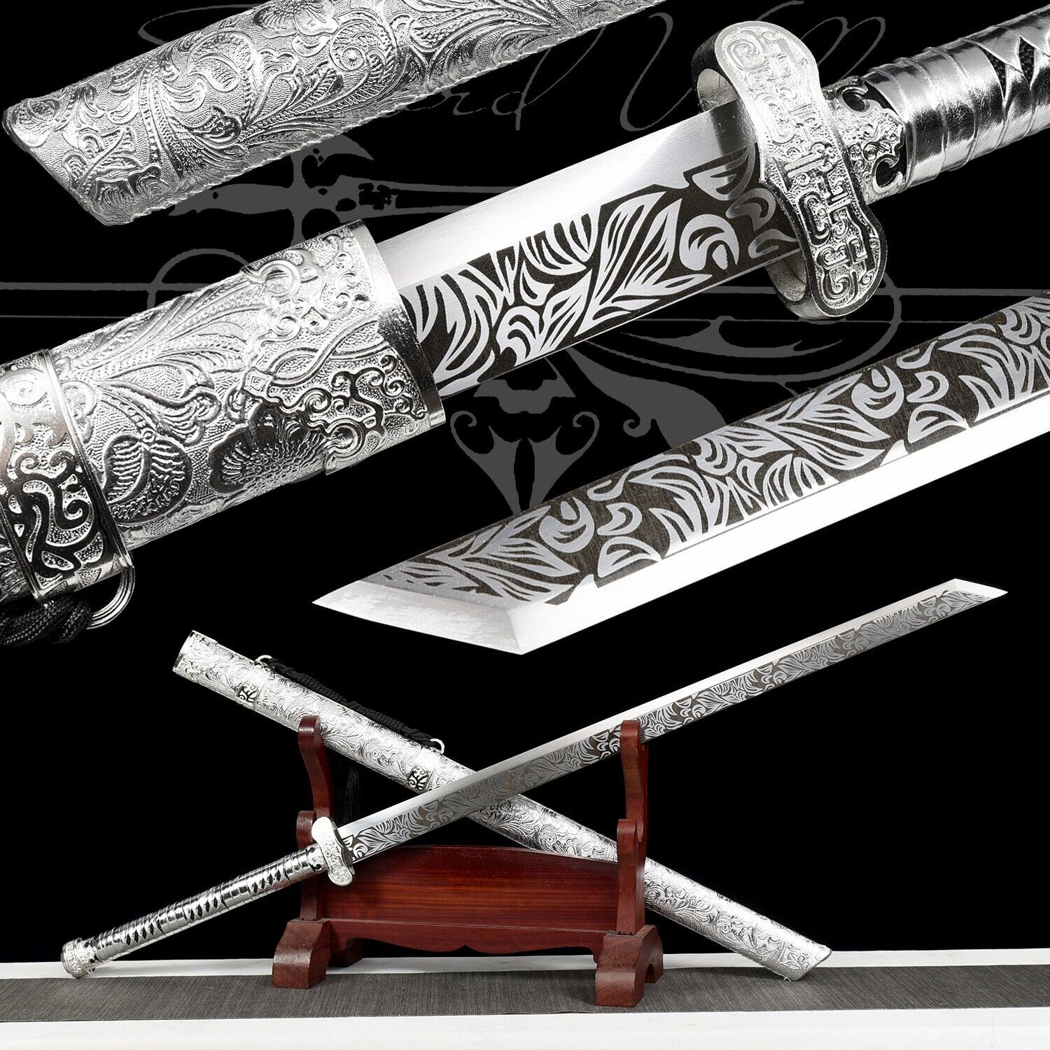Handmade Katana/Manganese Steel/Silver/Full Tang/RealSharpened Sword/Collectible