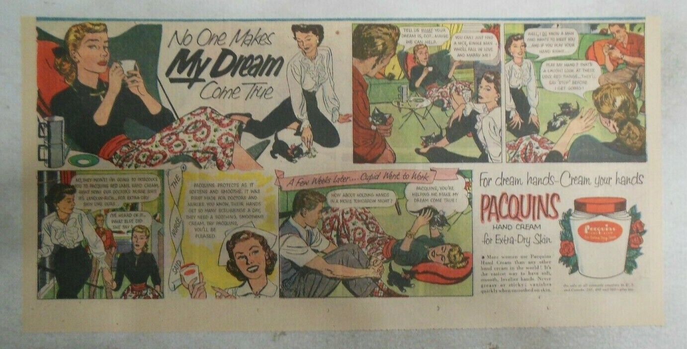 Pacquins Hand Cream Ad: Make My Dream Come True  from 1940\'s 7.5 x 15 inch