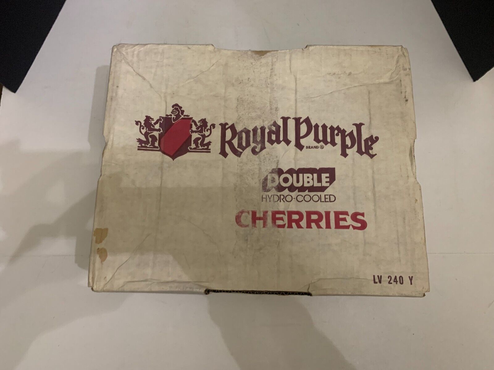 Vintage 1970\'s Royal Purple Cherries Fruit Shipping Cardboard Box