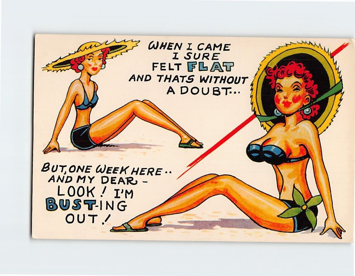 Postcard Flat and Busted Humor/Joke Art Print