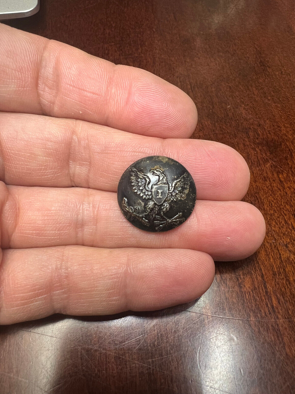 Silver Plated Eagle I Pre Civil War 1-Piece Coat Button