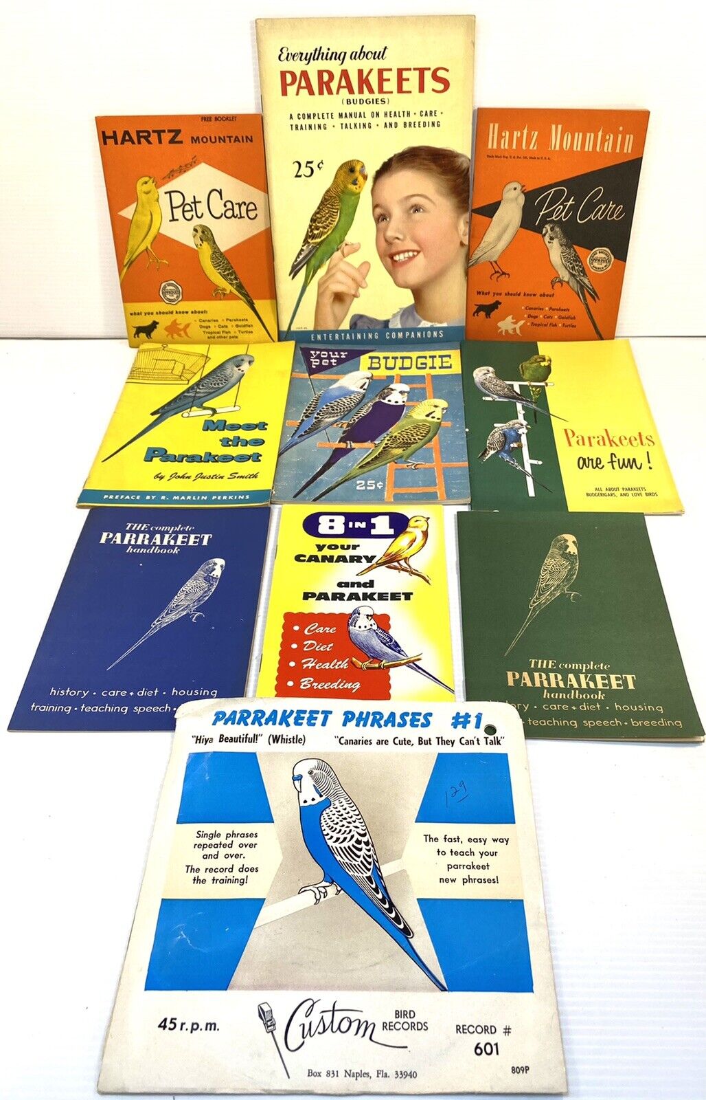 Vintage 1950s Booklets: Canary and Parakeet Training, Species, Mating, Lot of 10