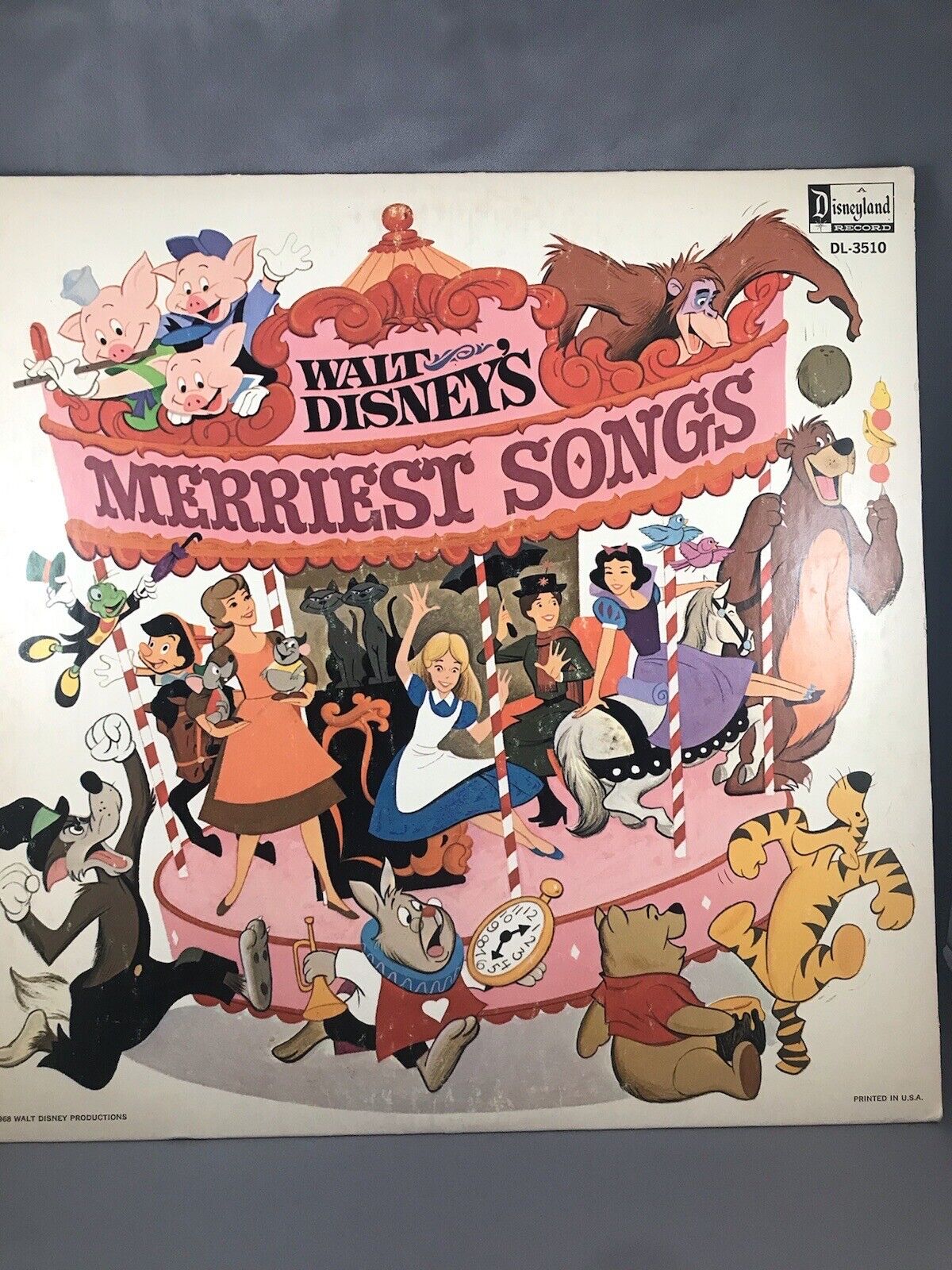 Walt Disney\'s Merriest Songs Disneyland Records DL-3510 1968 33 1/3 RPM Walt...