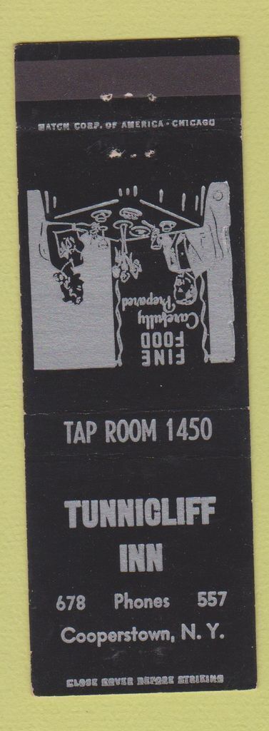 Matchbook Cover - Tunnicliff Inn Cooperstown NY