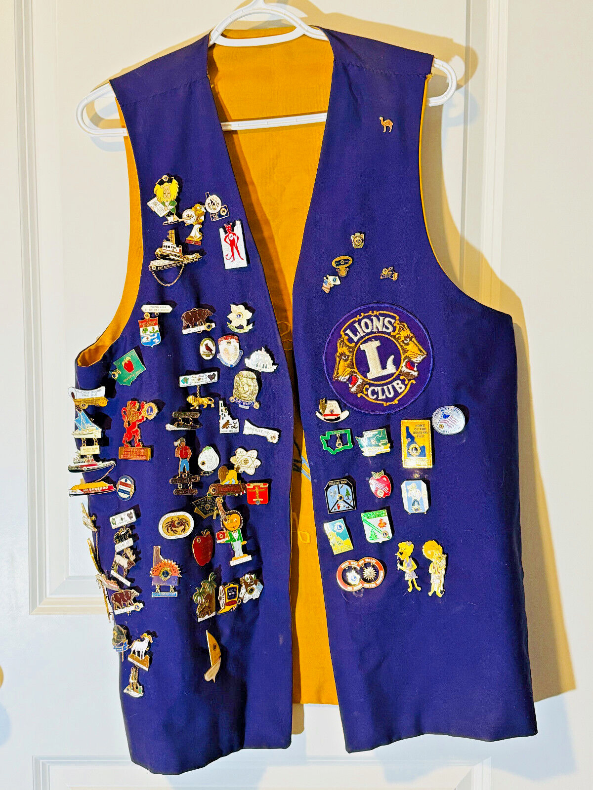 Vintage Lions Club Mens Vest Idaho Patch and 60+ Pins 1970s-Present