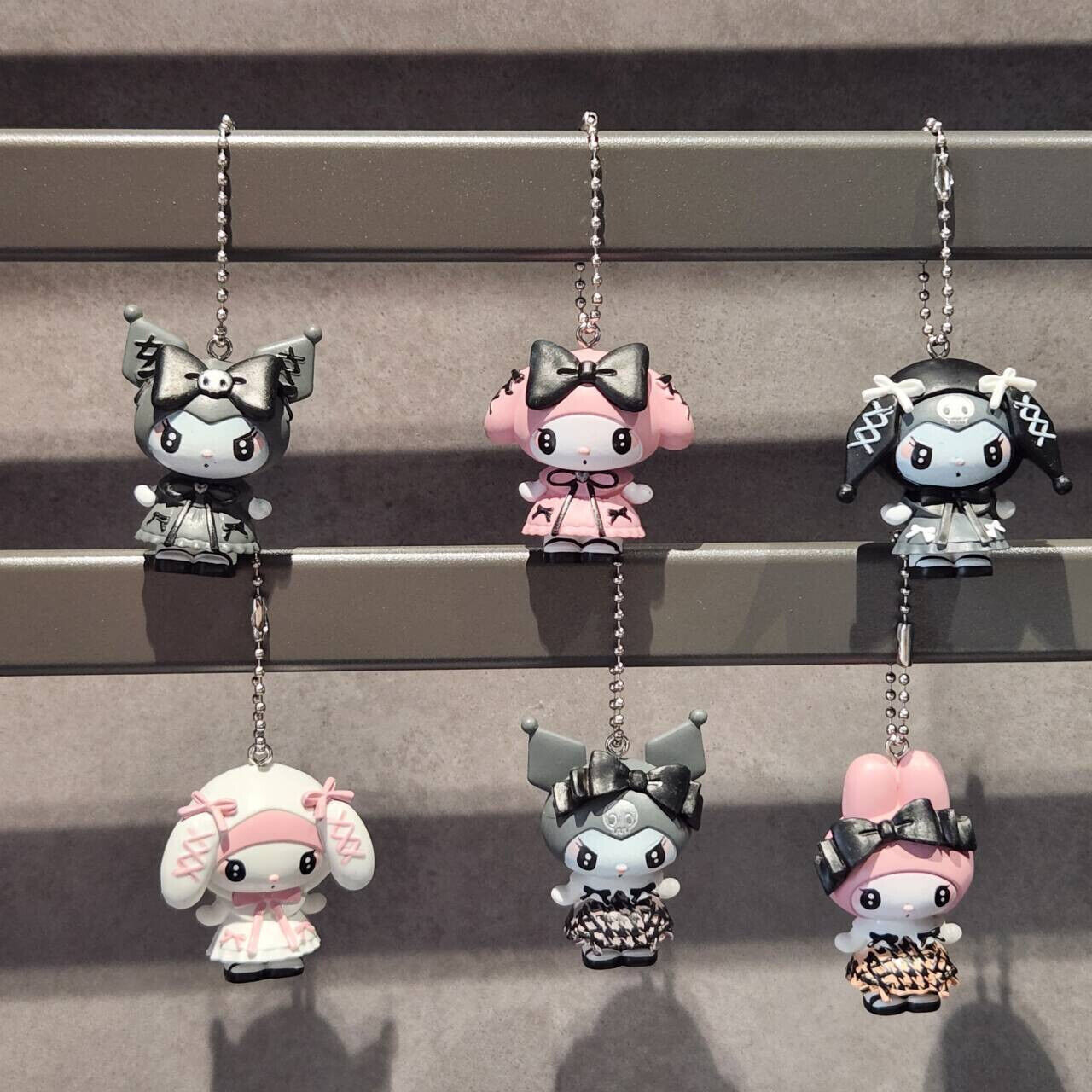 6pcs/set Cute Kuromi My Melody Figures PVC Doll Toy Keychain Pendant Collection
