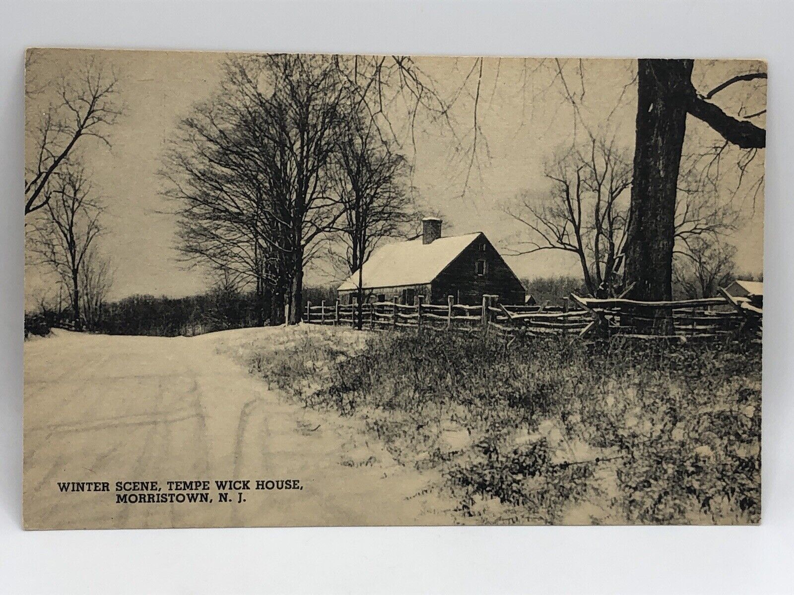 Postcard Winter Scene Tempe Wick House Morristown New Jersey Unposted