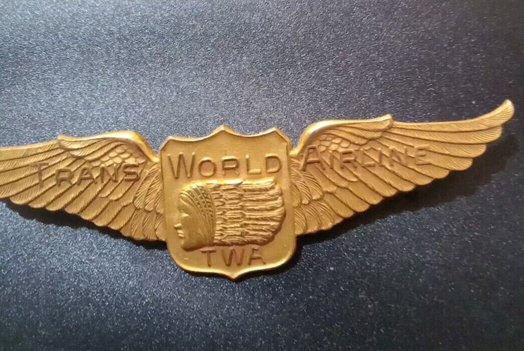 Vintage TWA Airlines Pilots Wings Pin LGB  1/20 10K GF RARE 