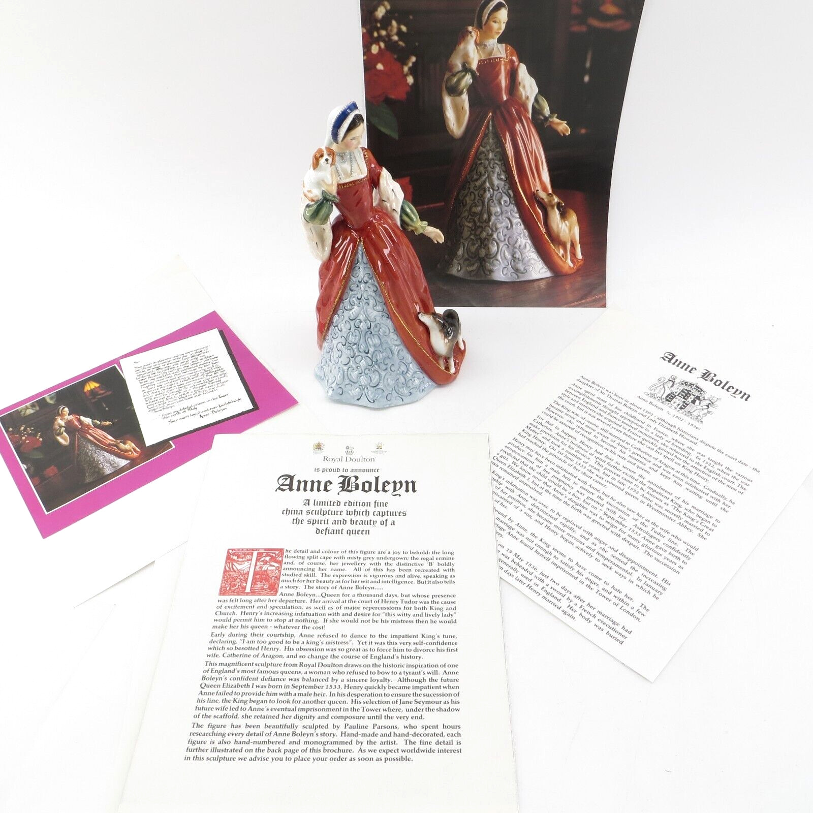VTG Royal Doulton LTD Ed Figurine Anne Boleyn 1194/9500 HN 3232 King Henry VIII 