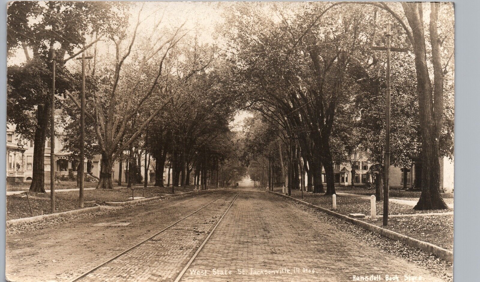 WEST STATE STREET c1910 jacksonville il real photo postcard rppc illinois road