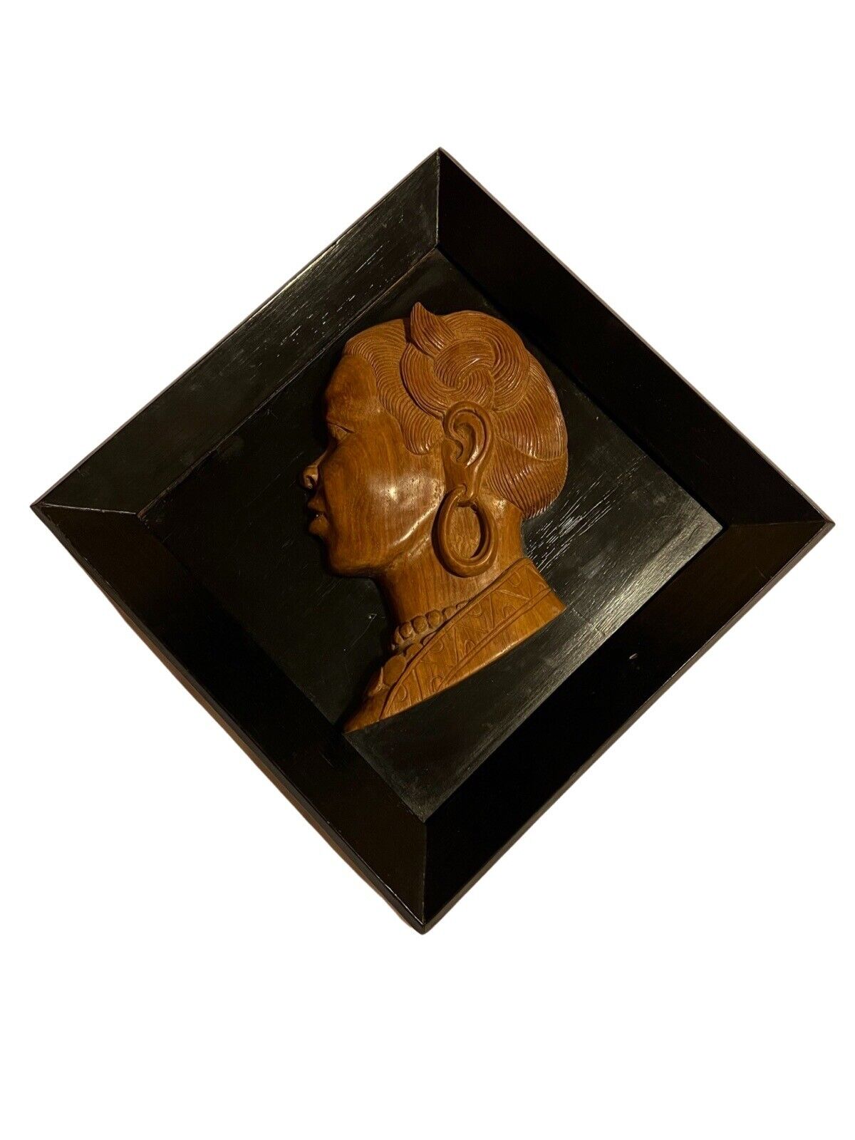 Vintage 1957 Hand Carved Profile Of A Woman With Hand Written Inscription 