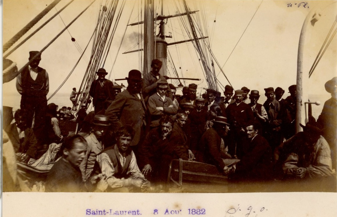 Aboard the Saint-Laurent, 1882 Vintage albumen print, albumin print 12x22 print 