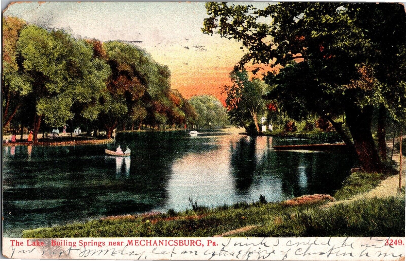 The Lake Boiling Springs Mechanicsburg PA c1907 UDB Vintage Postcard S01