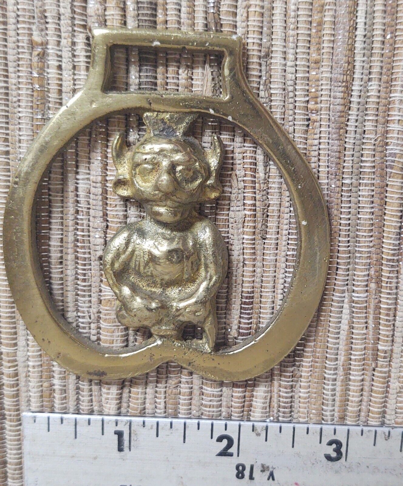 Unusual Unique Vintage Horse Brass Medallion Imp Devil Troll Elf HTF Hard 2 Find