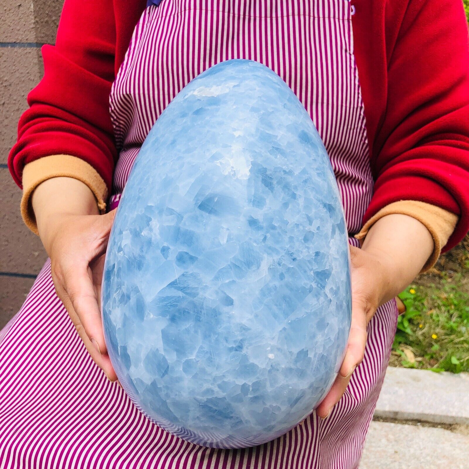 28.16LB Natural Polished Blue Celestite Quartz Crystal Stone Egg Specimen 1200