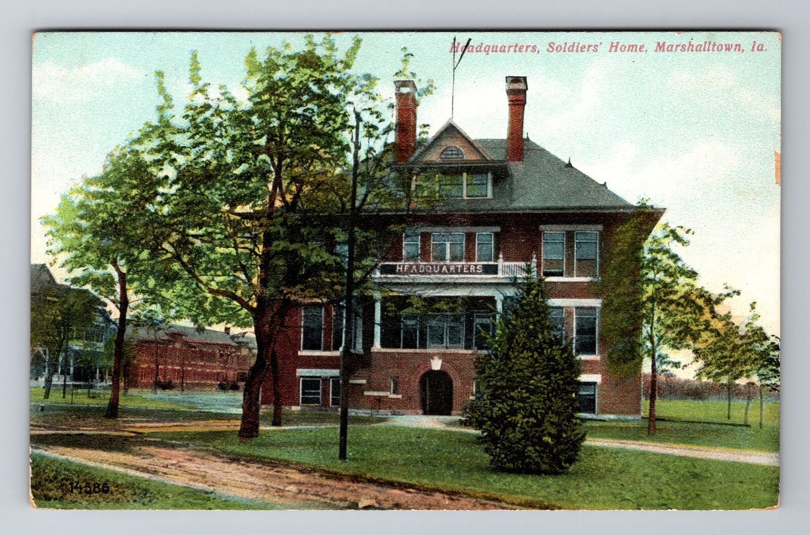 Marshalltown IA-Iowa, Headquarters, Soldiers Home, Antique, Vintage Postcard