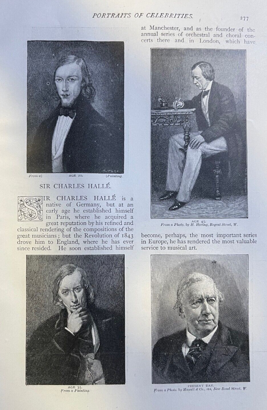 1893 Vintage Magazine Illustration Musician Charles Halle