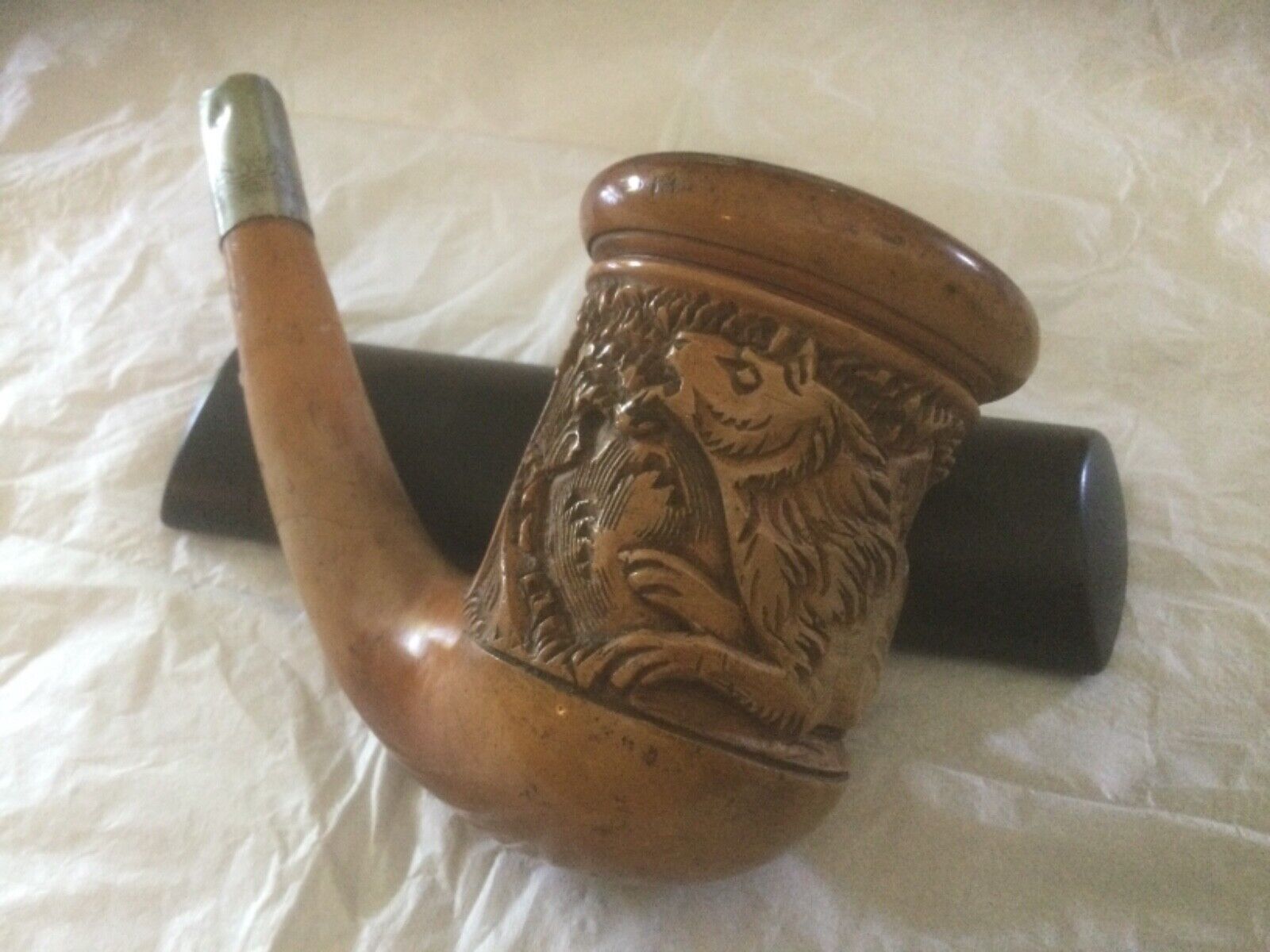 Antique Carved Lion Meerschaum Pipe Bowl