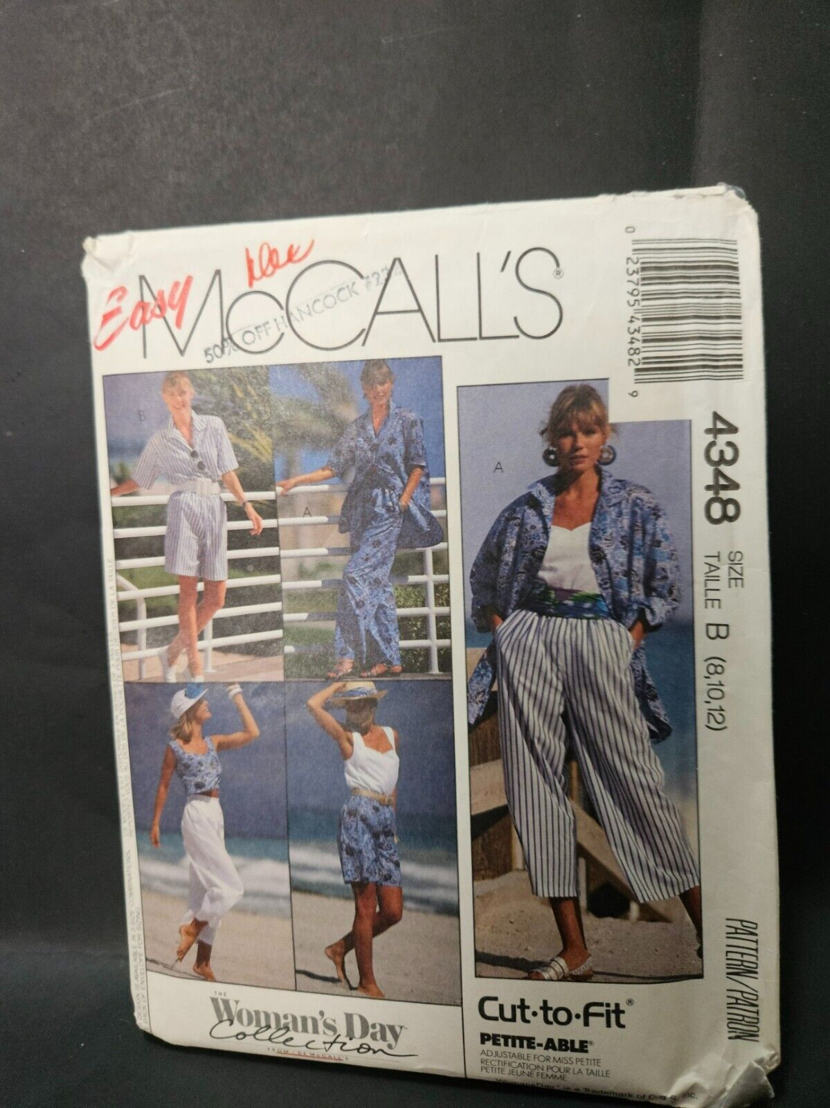 McCall\'s 4348 Size 12 Shirt, Top, Pants, & Shorts Cut Complete 1989
