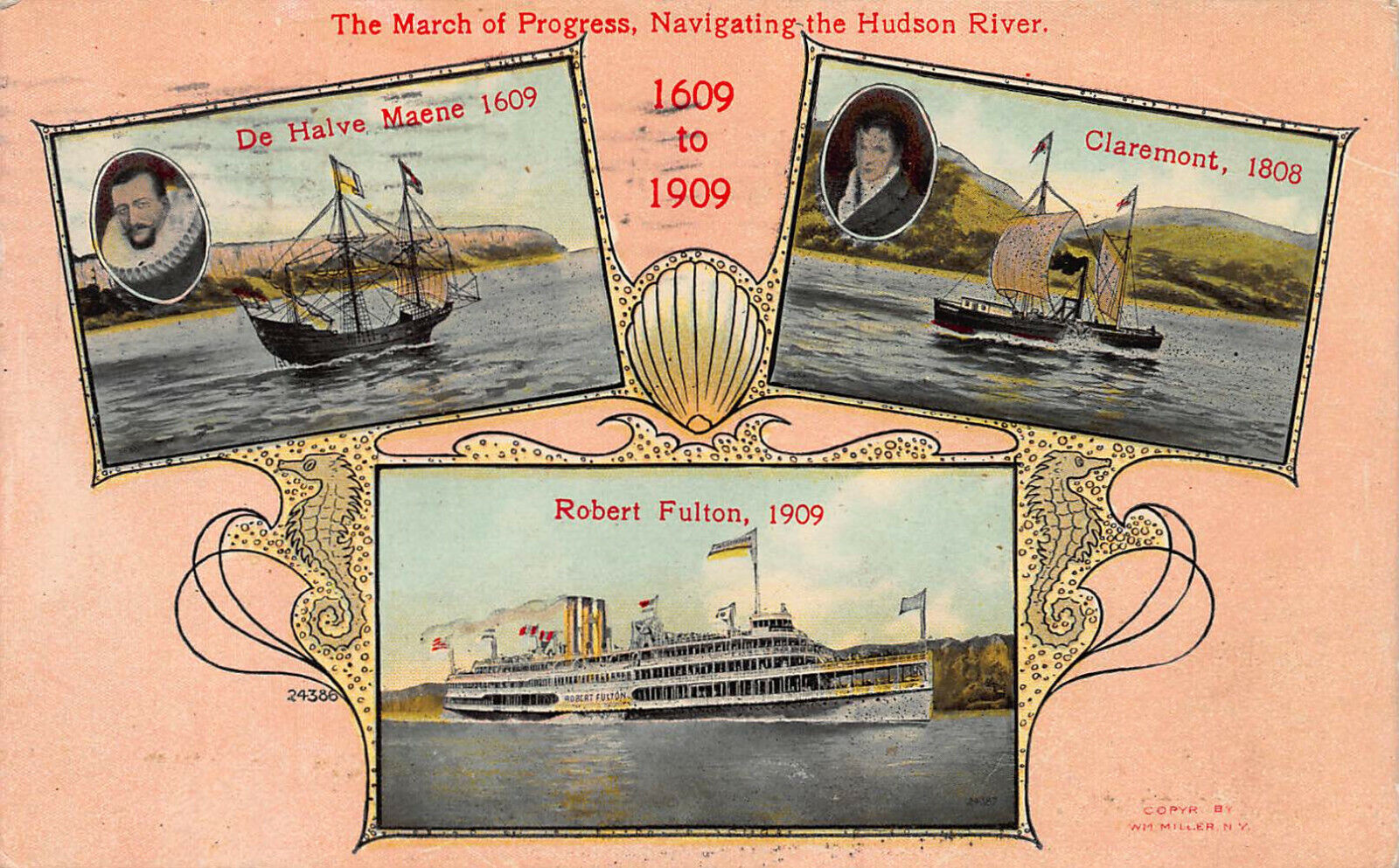 1909 Hudson-Fulton Expo, March of Progress, Navigating the Hudson River, N.Y. 