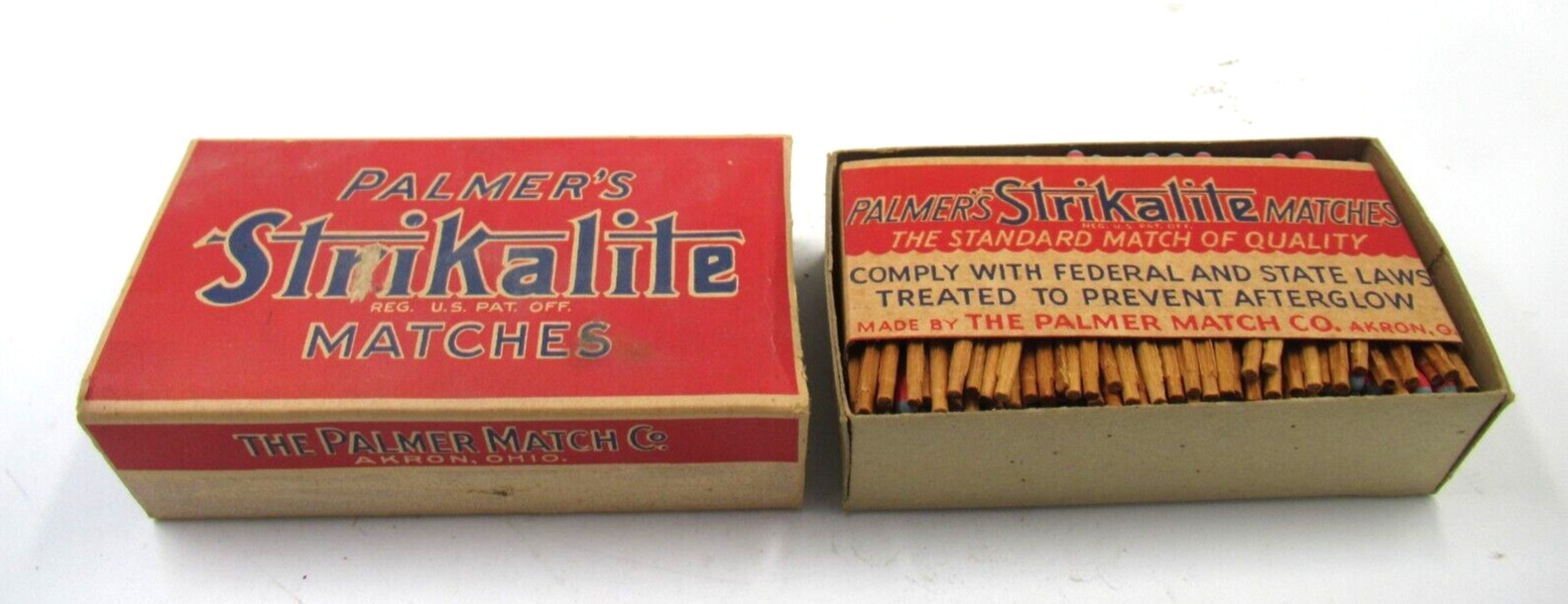Vintage Palmer’s Strikalite wood double dip Matches in full unused original box.