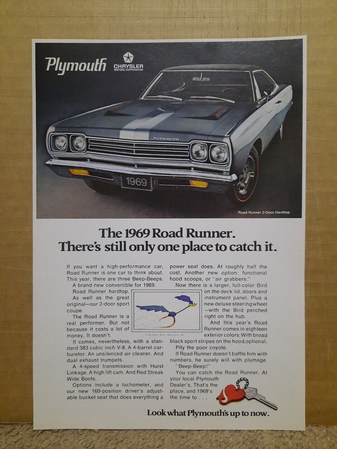 1969 Plymouth Road Runner Automobile Car Magazine Ad