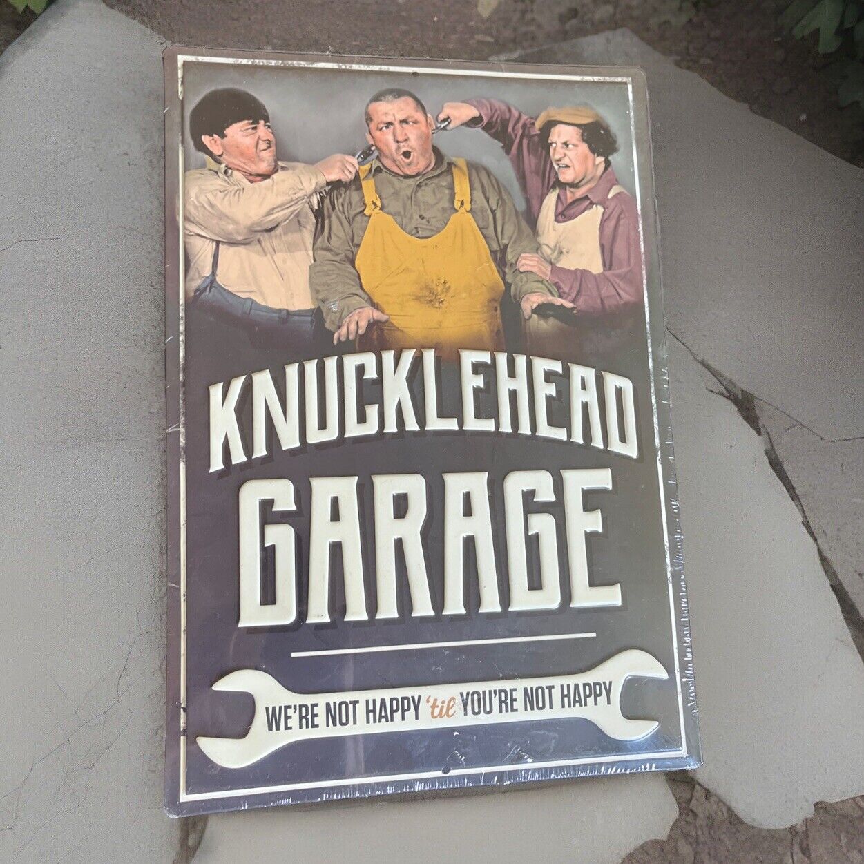 The Three Stooges Knucklehead Garage 13x9 Metal Sign - New & Sealed