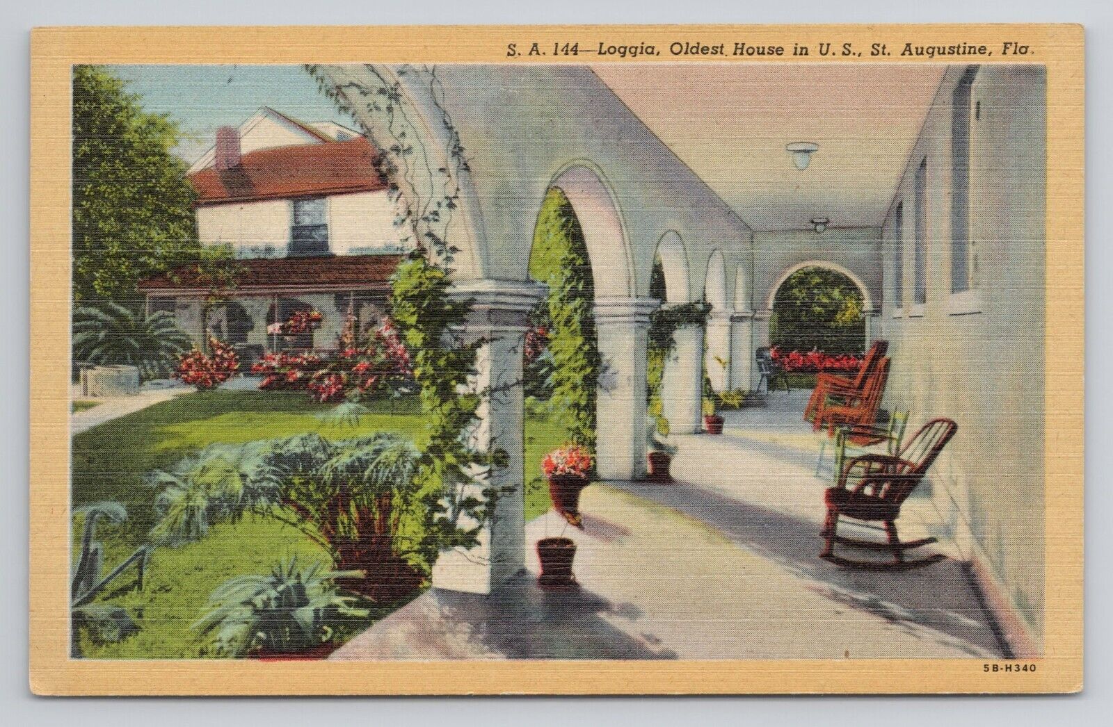 Postcard Loggia Oldest House In US St Augustine Florida