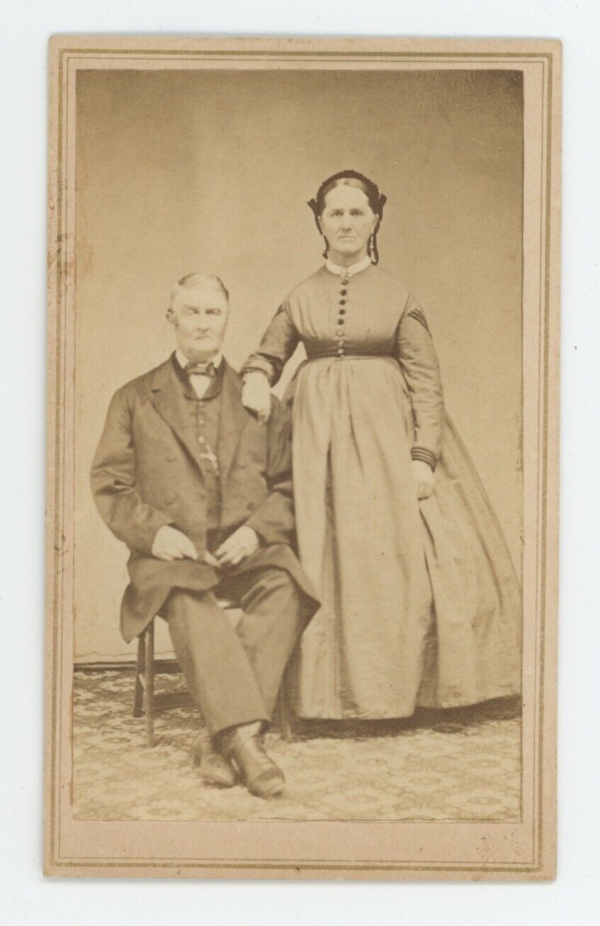 Antique CDV Circa 1860s Beautiful Older Couple Posing Affectionately Jordan, NY