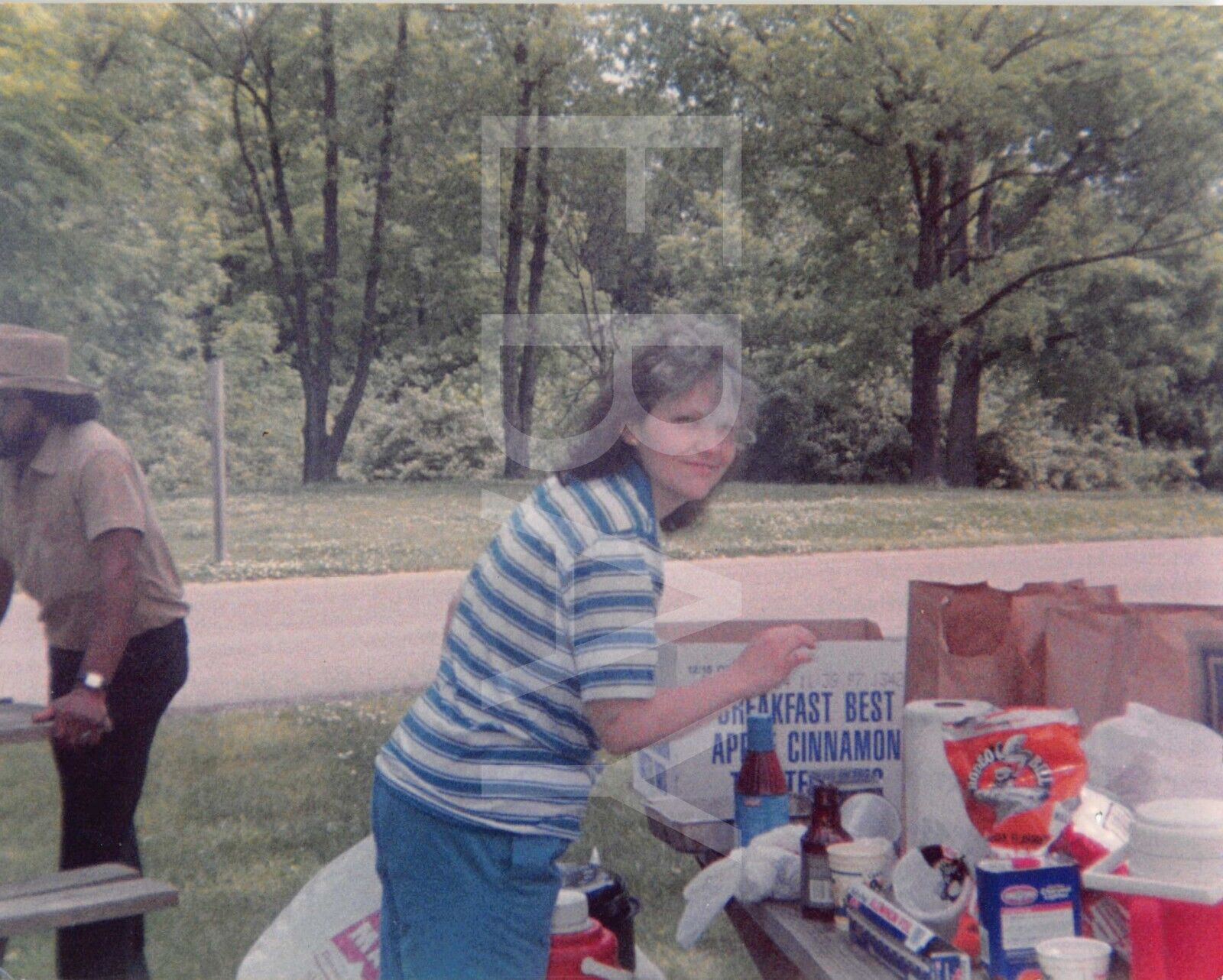 3.5x4.5 Found Photo Woman Portrait Unpacking The Groceries For Picnic H37 #7