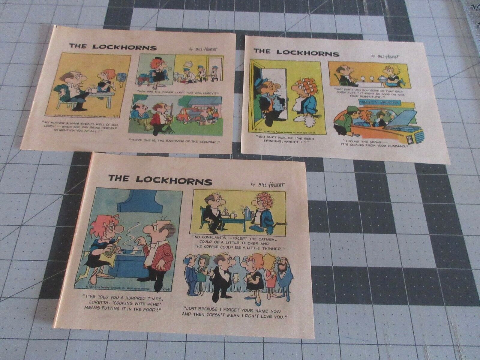 Lot of 3 The Lockhorns by Bill Hoest Clipped Strips from Sunday comics 1982