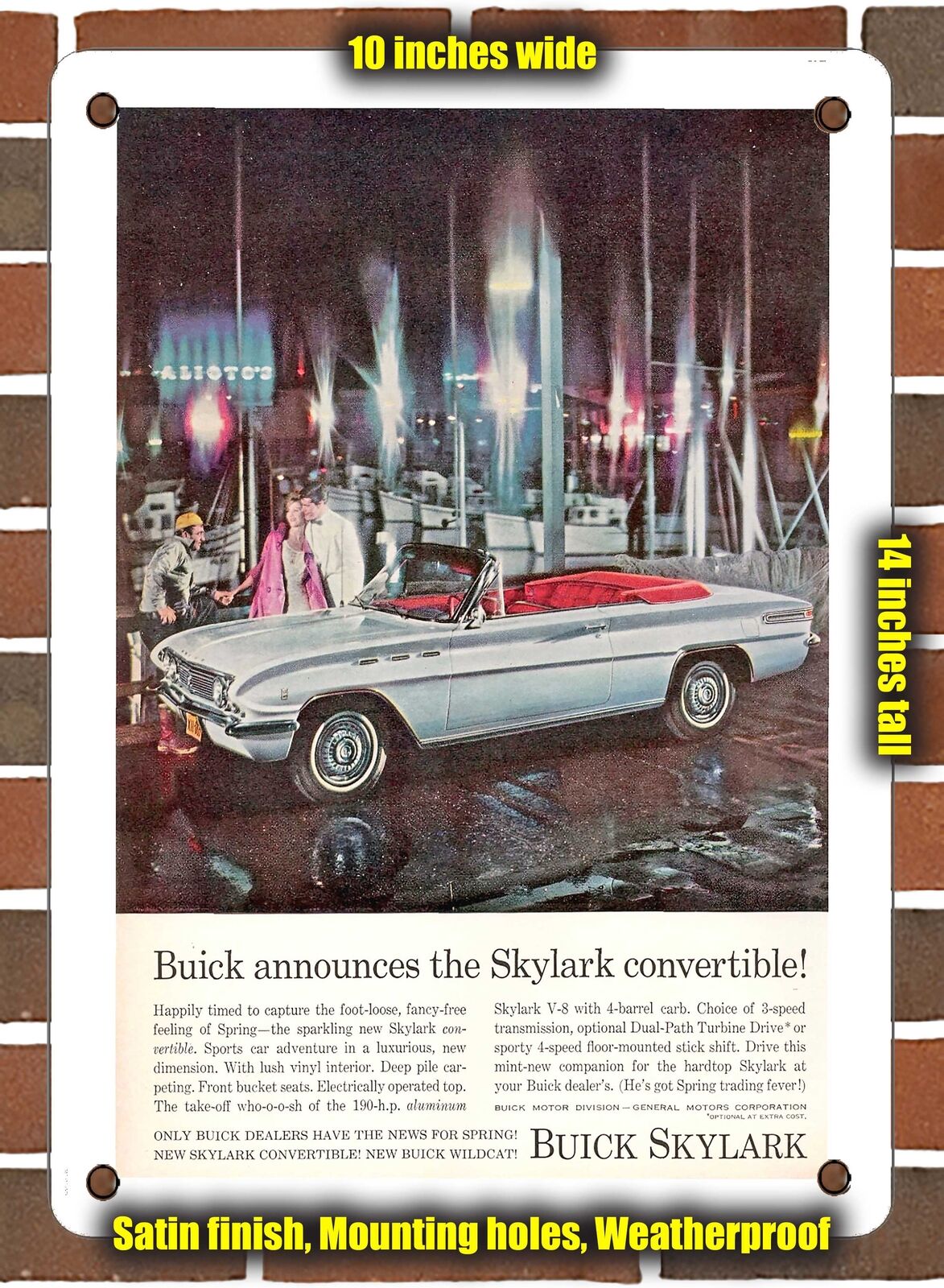 METAL SIGN - 1962 Buick Skylark Convertible - 10x14 Inches