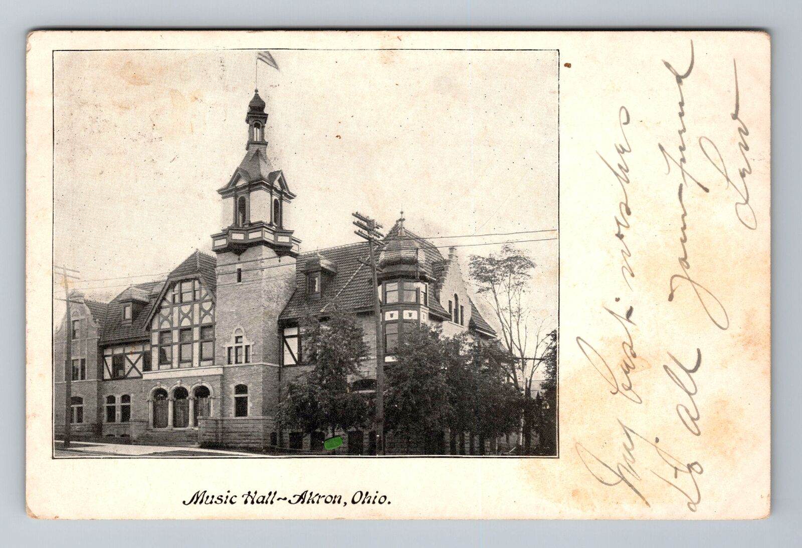 Akron OH-Ohio, Music Hall, c1906 Antique Vintage Souvenir Postcard