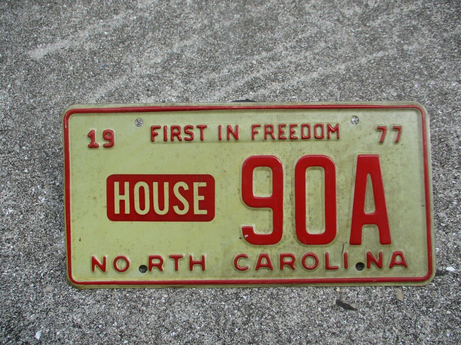 North Carolina 1977 House license plate   #   90A