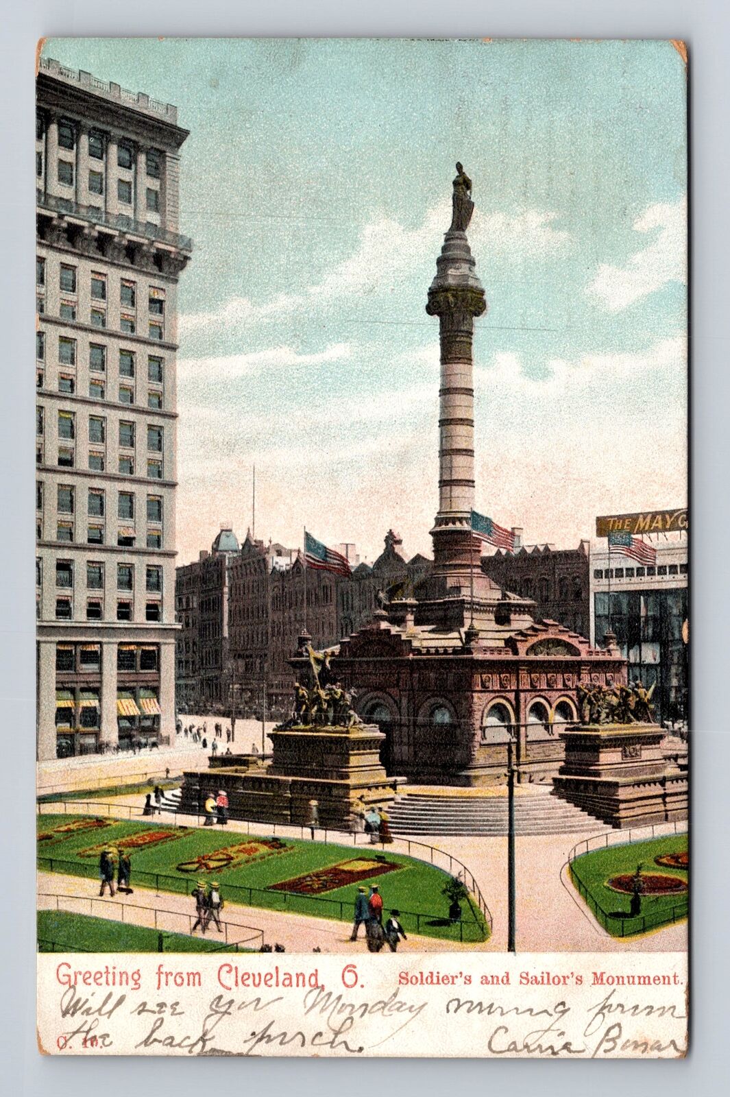 Cleveland OH-Ohio, Soldiers And Sailors Monument, Vintage c1905 Postcard