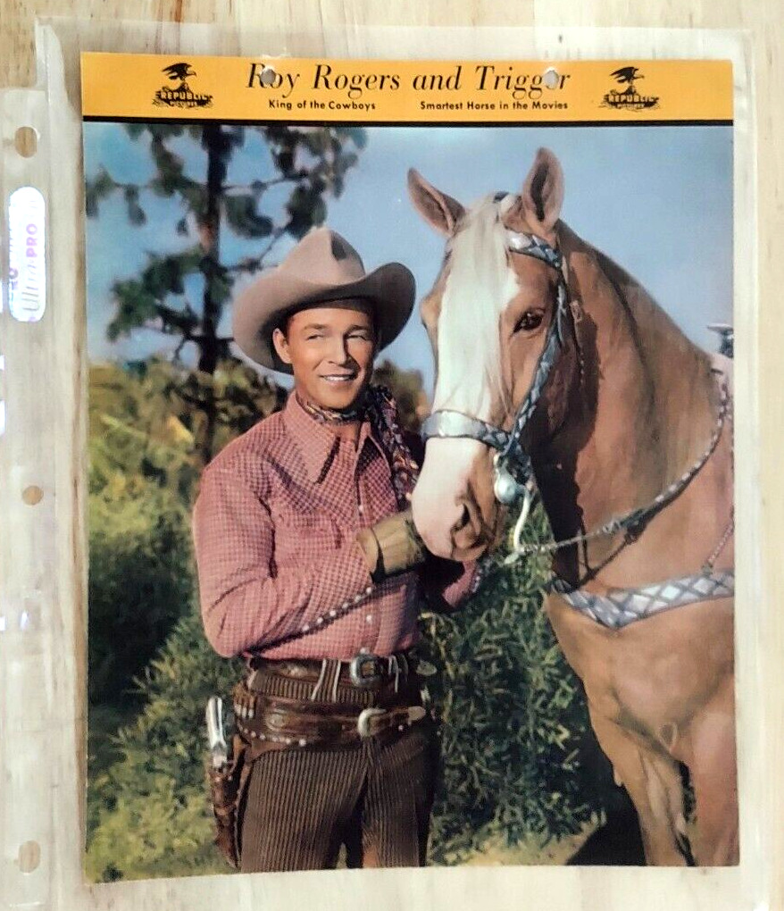 Roy Rogers and Trigger Vintage Dixie Cup Movie Star Premium 8 x 10 Photo Card