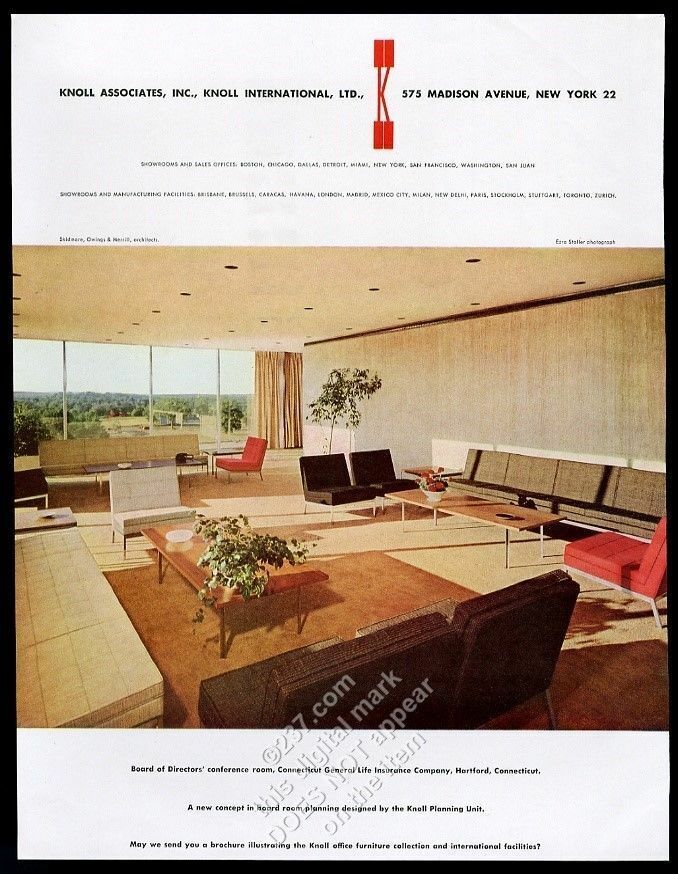 1958 modern chair sofa table photo Knoll Associates vintage print ad