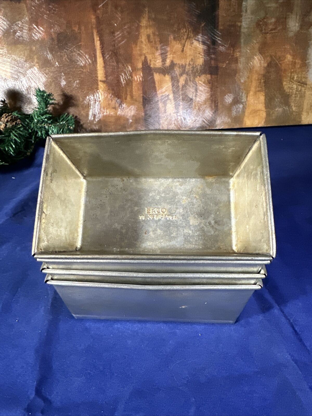 4x Vintage  Ekco Professional Metal 3  1/4” Strapped Loaf Pans