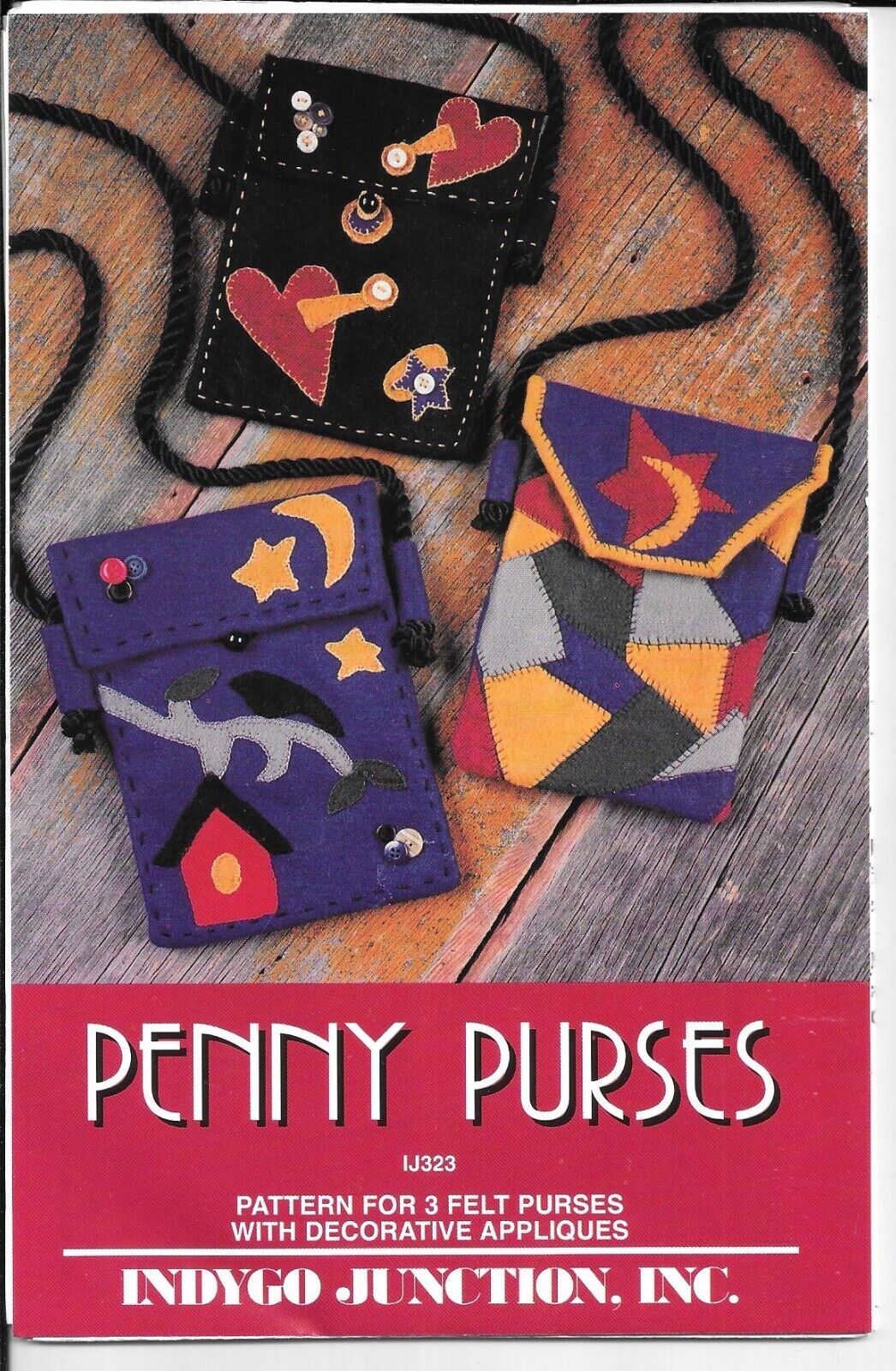 INDYGO JUNCTIONS IJ323 PENNY PURSES Vintage Sewing Pattern for 3 Felt Purses