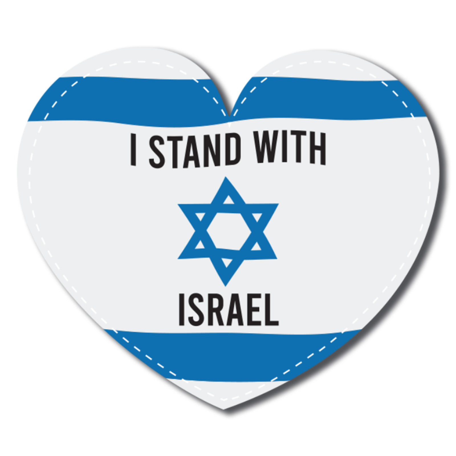 I Stand With Israel, Israeli Support Flag Heart Magnet, 5x4 inches, Automotive