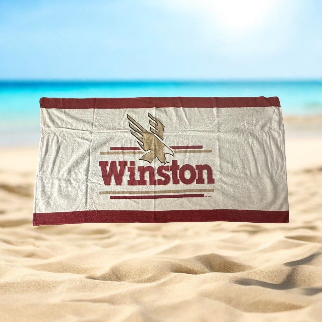 Vintage WINSTON Beach Towel 55 X 29 Deadstock NASCAR Cigarettes Eagle NOS