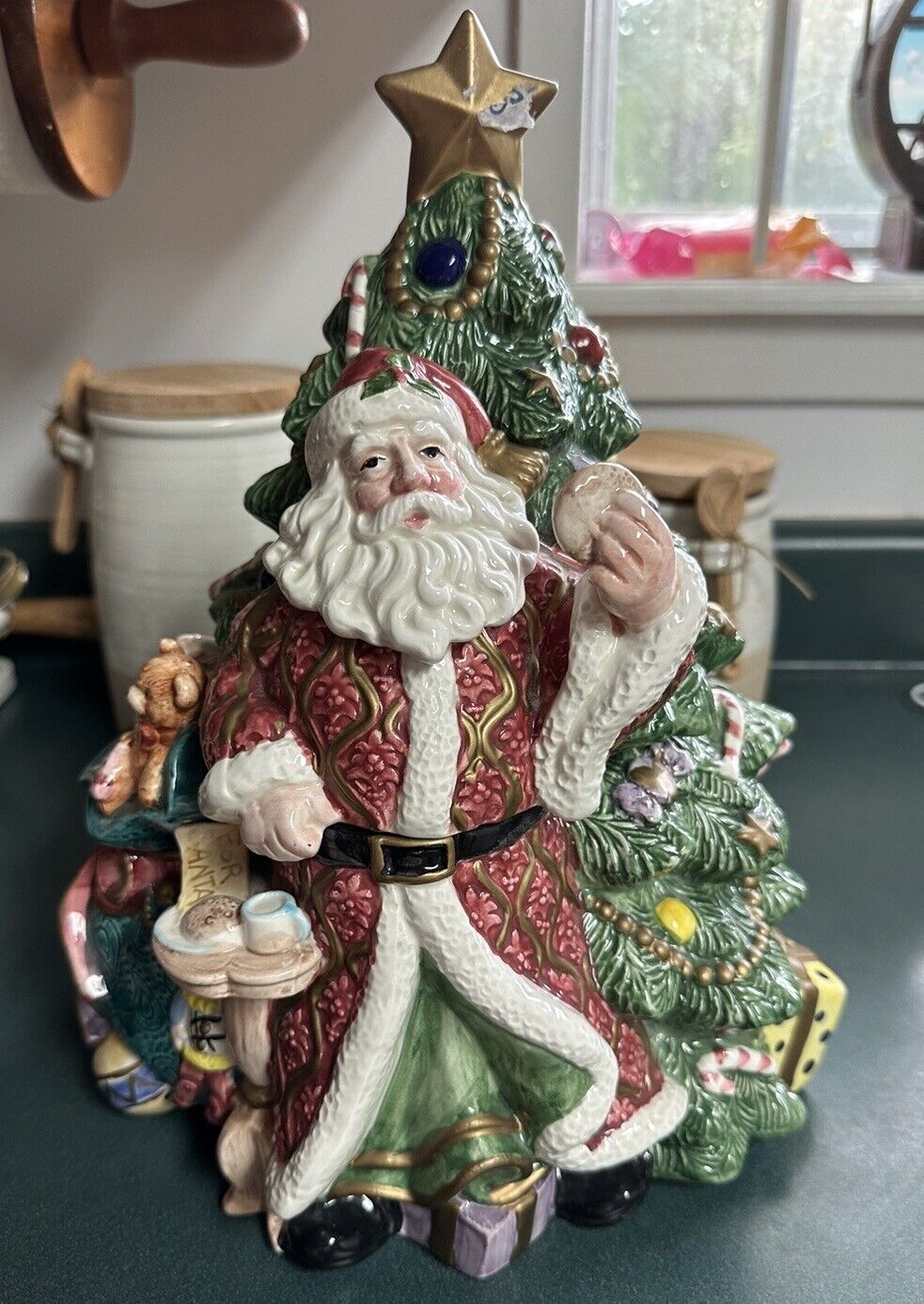 Fitz and Floyd Santa Tree Cookie Jar 1995 Large Lovely - CHRISTMAS CENTERPIECE