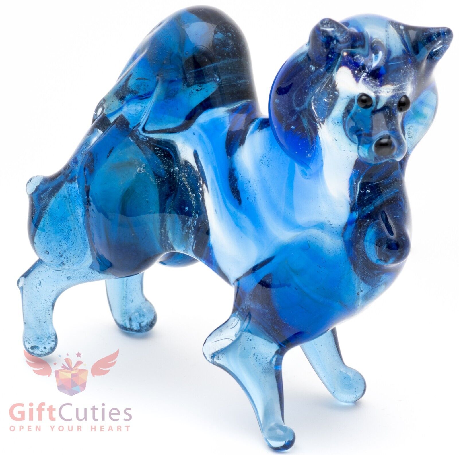 Art Blown Glass Figurine of the Pomeranian Spitz dog