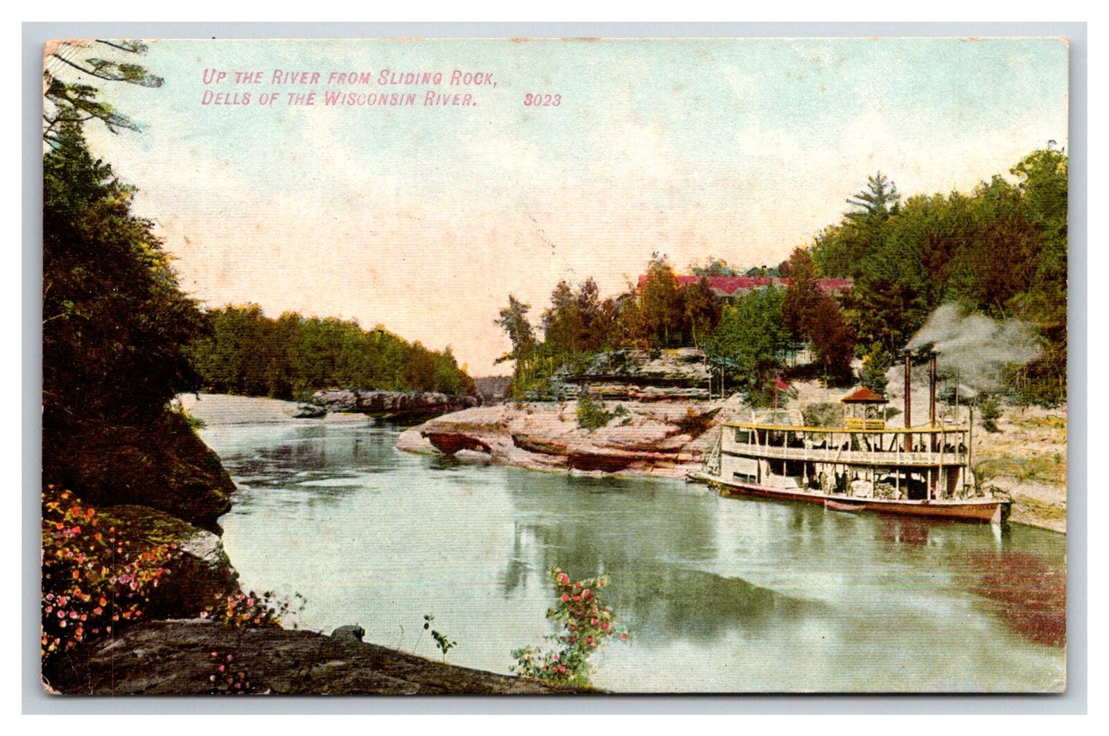 Wisconsin Dells WI ~ Sliding Rock Passenger Excursion Steamboat Boat 1908