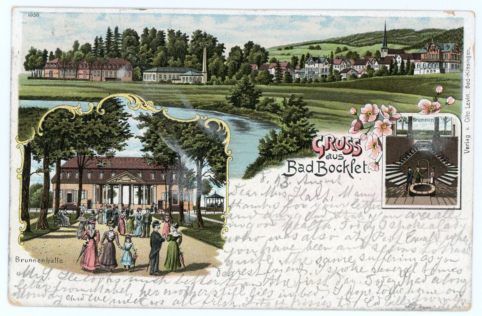 Gruss Aus Bad Bocklet Germany Postmark 1901 Otto Levin Card