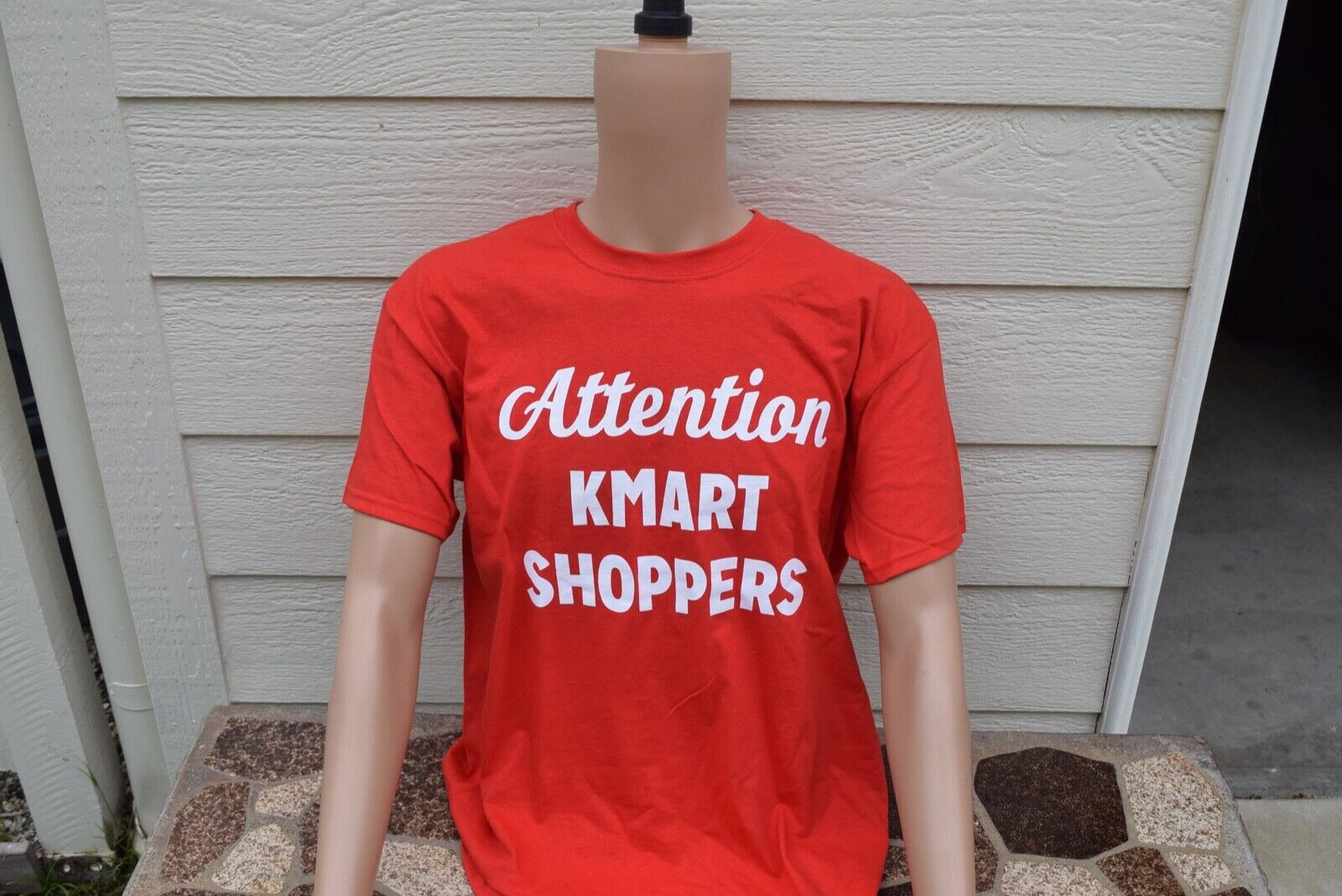 NEW Attention Kmart Shoppers Employee Tee T shirt MED  GILDAN HEAVY COTTON RED