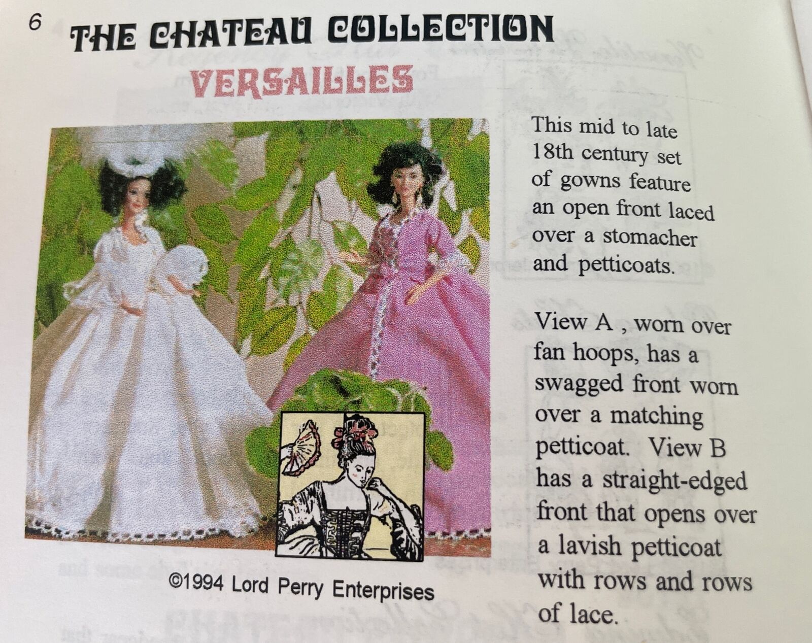 Vintage Lord Perry Original fashion Doll Patterns #0201 The Chateau Collection