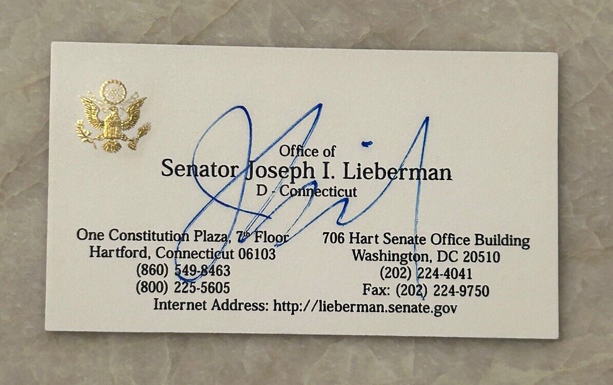 Joe Lieberman Senator Vice President Signed Business Card Authentic