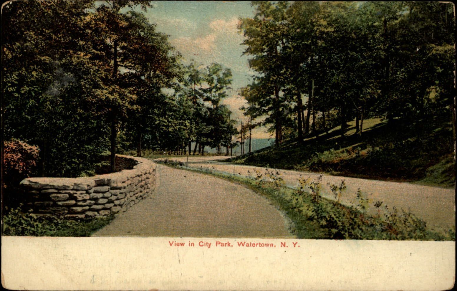 City Park Watertown New York Litho-Chrome ~ c1910 vintage postcard